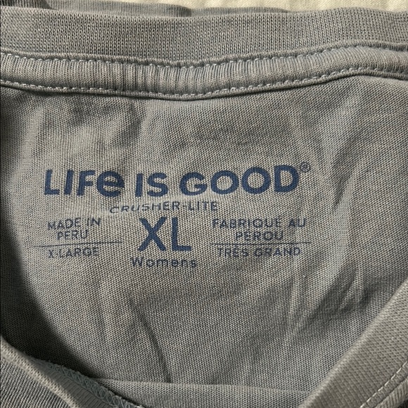 Life Is Good Gray Tee with Navy Logo - Picture 2 of 3